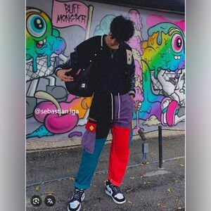 Colorful Corduroy Patchwork Men's Pants